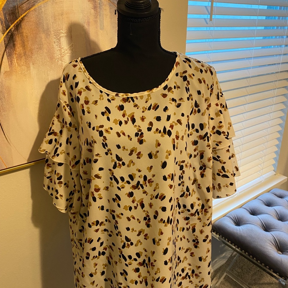 Cream Leopard Print Women's Top